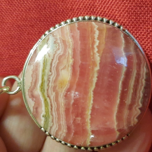 Rhodochrosite sterling silver pendant - Picture 3 of 6